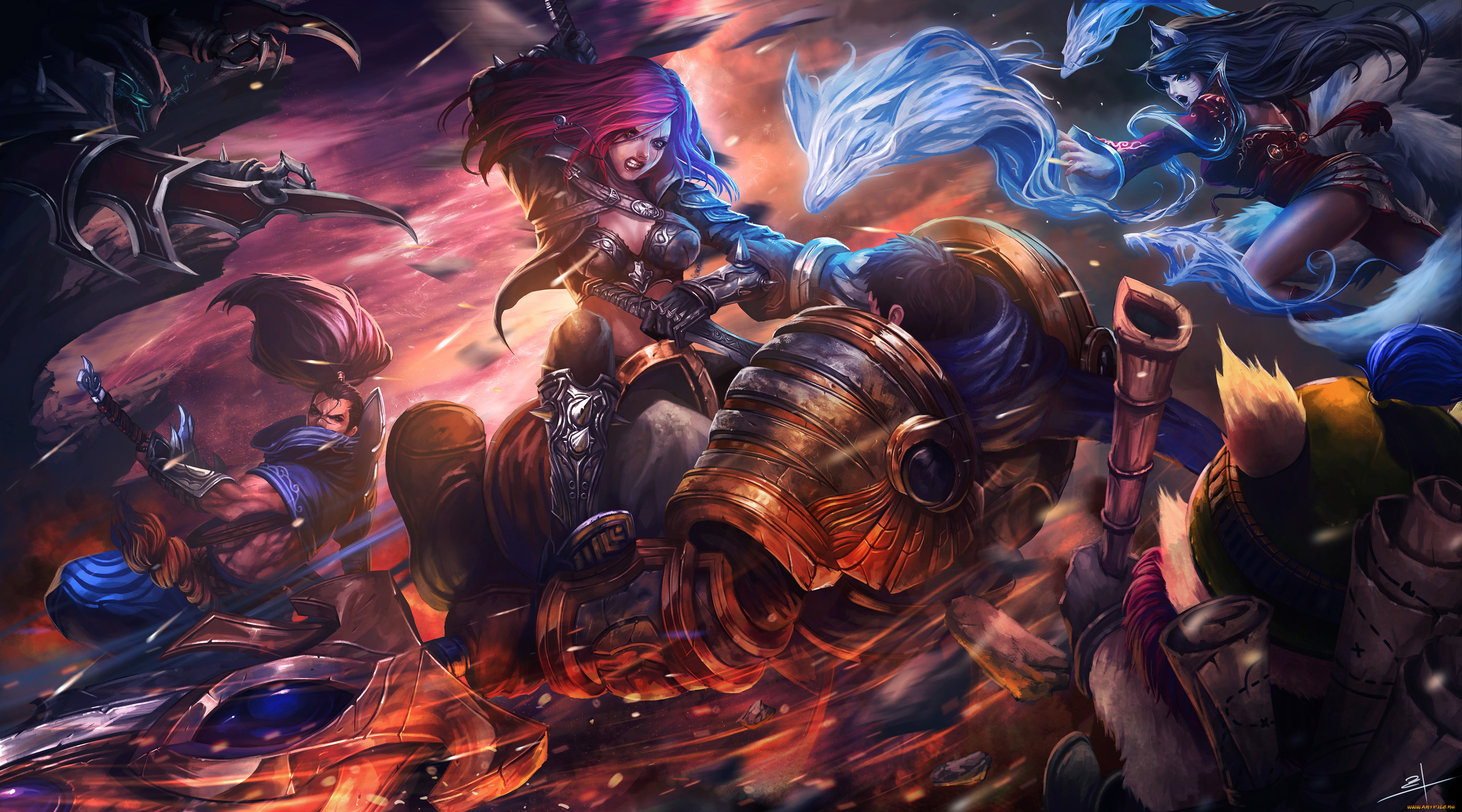  , league of legends, , action, , league, of, legends, garen, yasuo, ahri, katarina, teemo